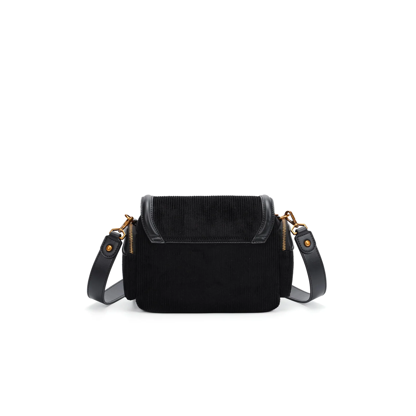 Bolsa Média Veludo Cotelê Transversal Preto - vista 3 de 6