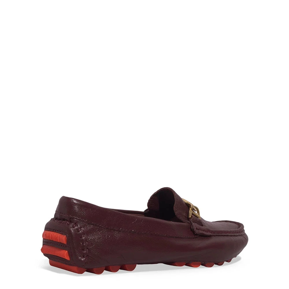 Mocassim Couro Bucato Roxo Beterraba Metal - vista 5 de 5