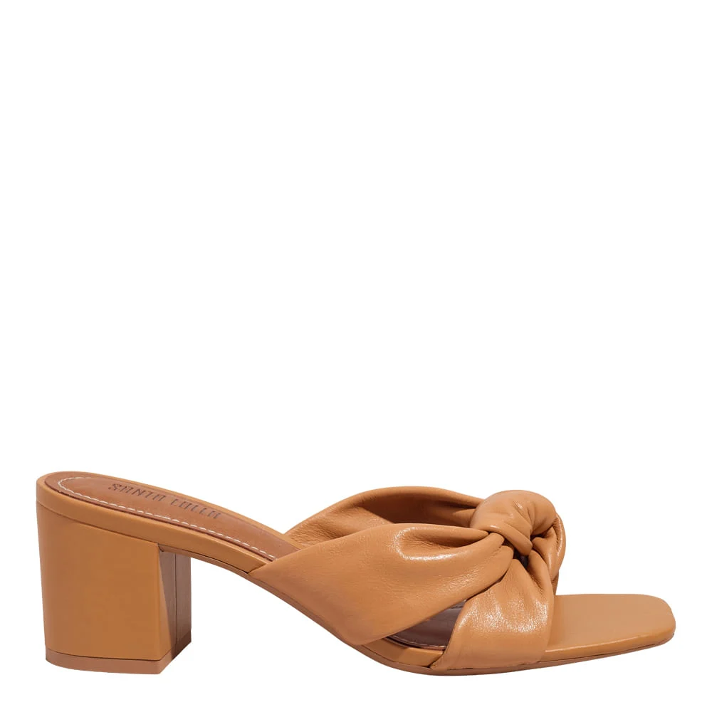 Mule Couro Nobre Soft Marrom Doce de Leite Salto Bloco - vista 1 de 3