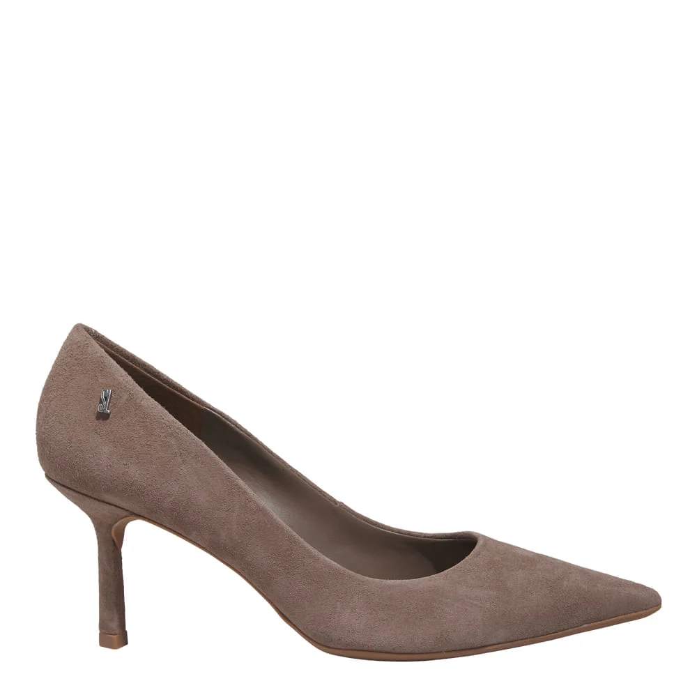 Scarpin Couro Camurça Premium Cinza Fog Bico Fino - vista 1 de 3