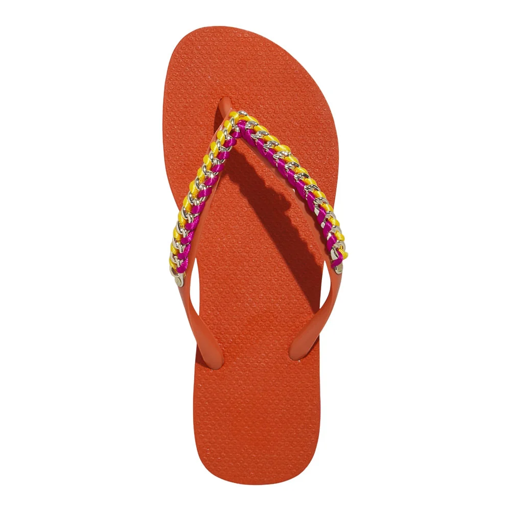 Chinelo Flatform Borracha Laranja Corrente - vista 4 de 6