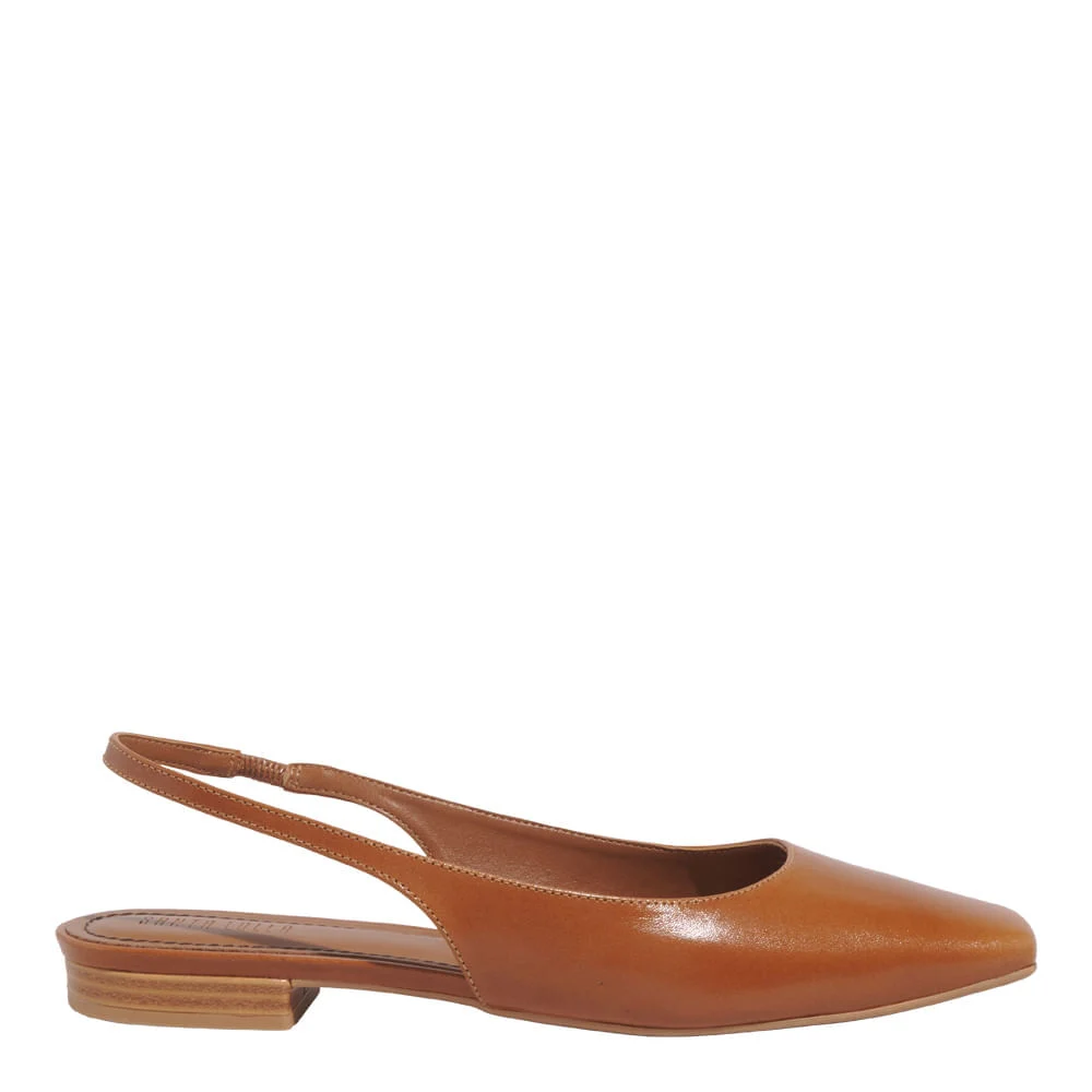 Sapatilha Slingback Couro Confort Marrom Safari - vista 1 de 5