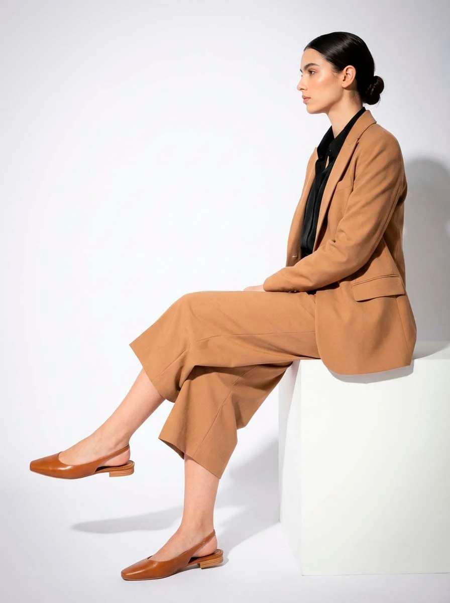 Sapatilha Slingback Couro Confort Marrom Safari - vista 5 de 5