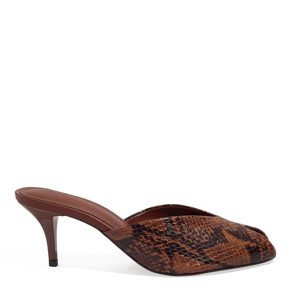 Mule Bico Quadrado Salto Fino Animal Print Cobra - vista 1 de 3
