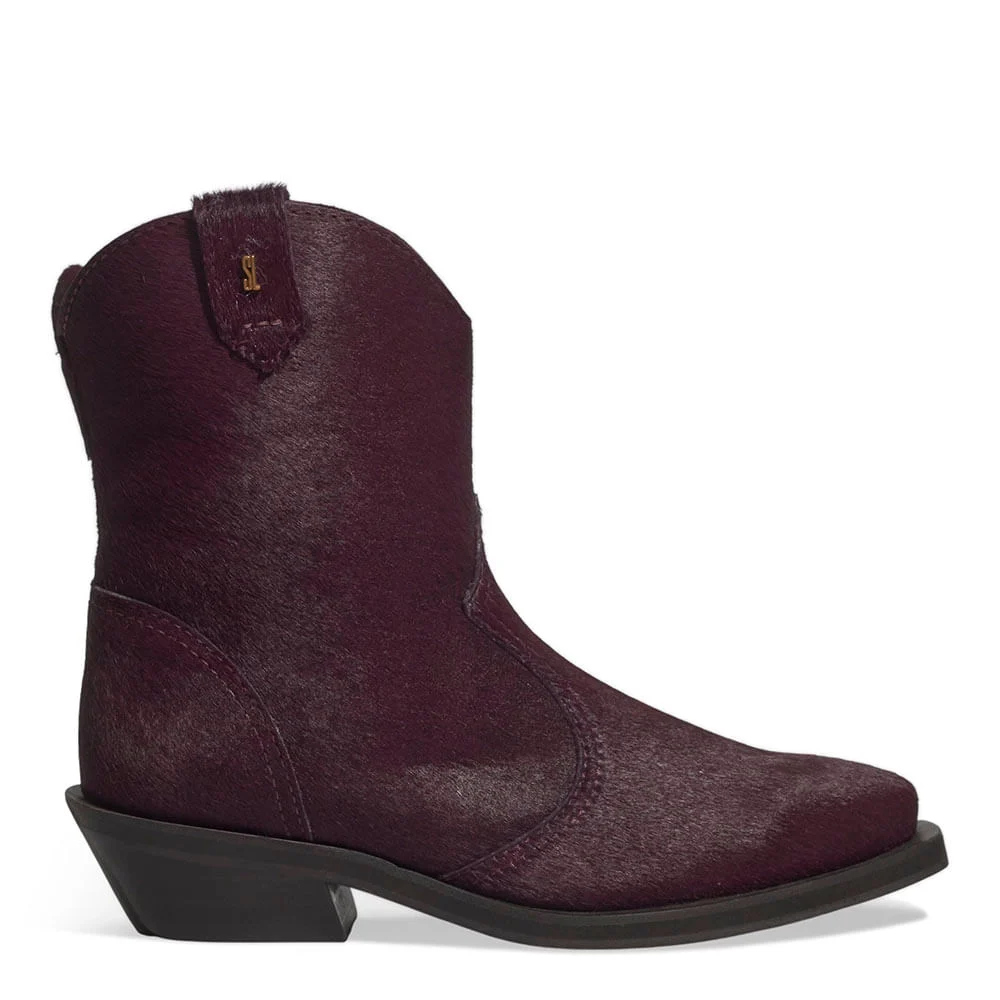 Bota Western Couro Pelo Liso Cano Longo Roxo Berry - vista 1 de 3