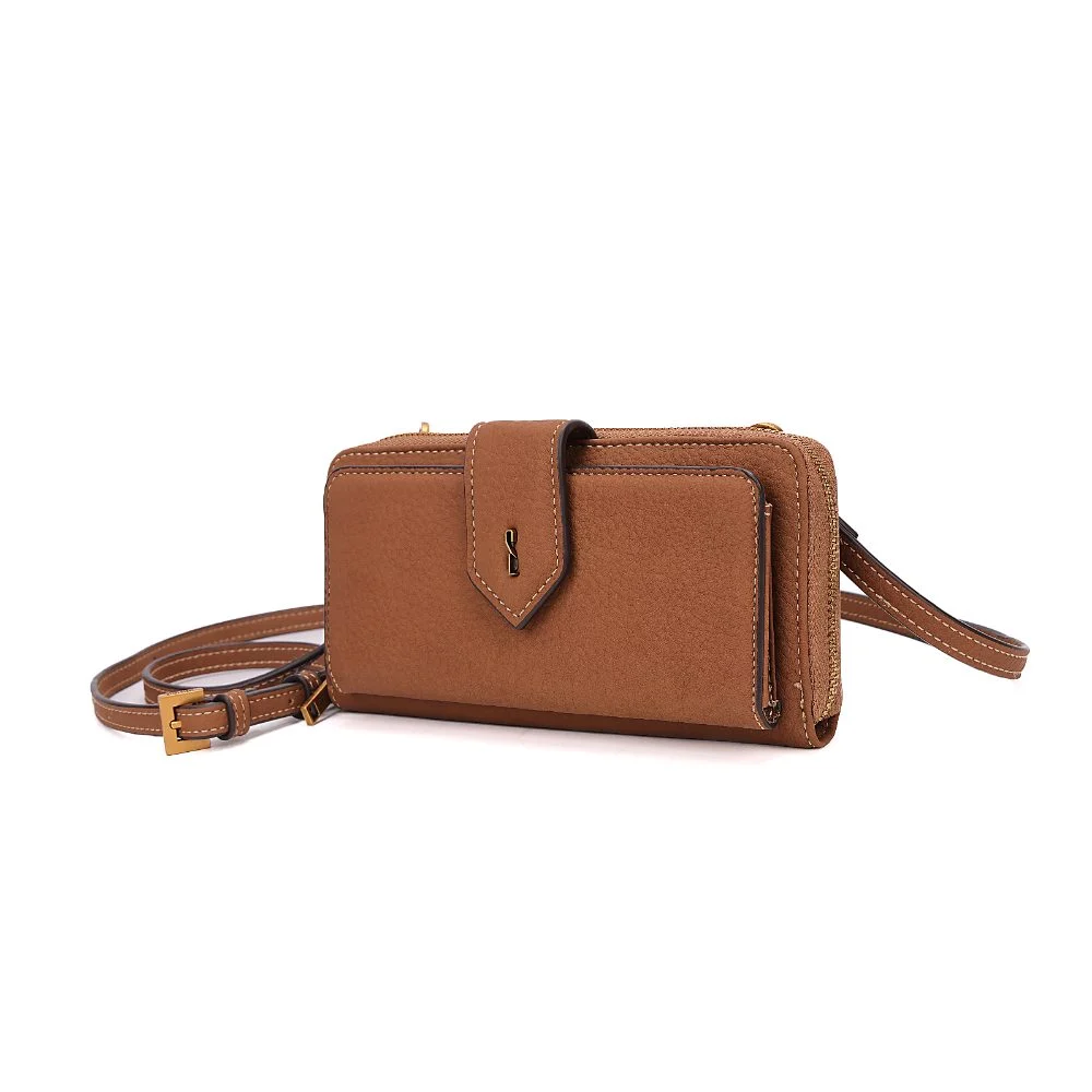 Bolsa Carteira Nobuck Marrom Safari Alça Transversal - vista 3 de 7