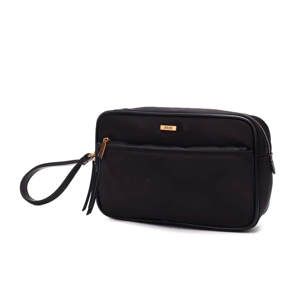 Necessaire Média Nylon Preta Alça De Mão - vista 3 de 7