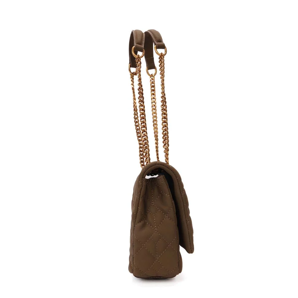 Bolsa Nobuck Matelassê Marrom Steel Alça Corrente - vista 4 de 7