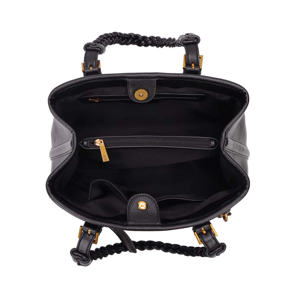 Bolsa Grande Floater Preto Alça Trançada - vista 7 de 7