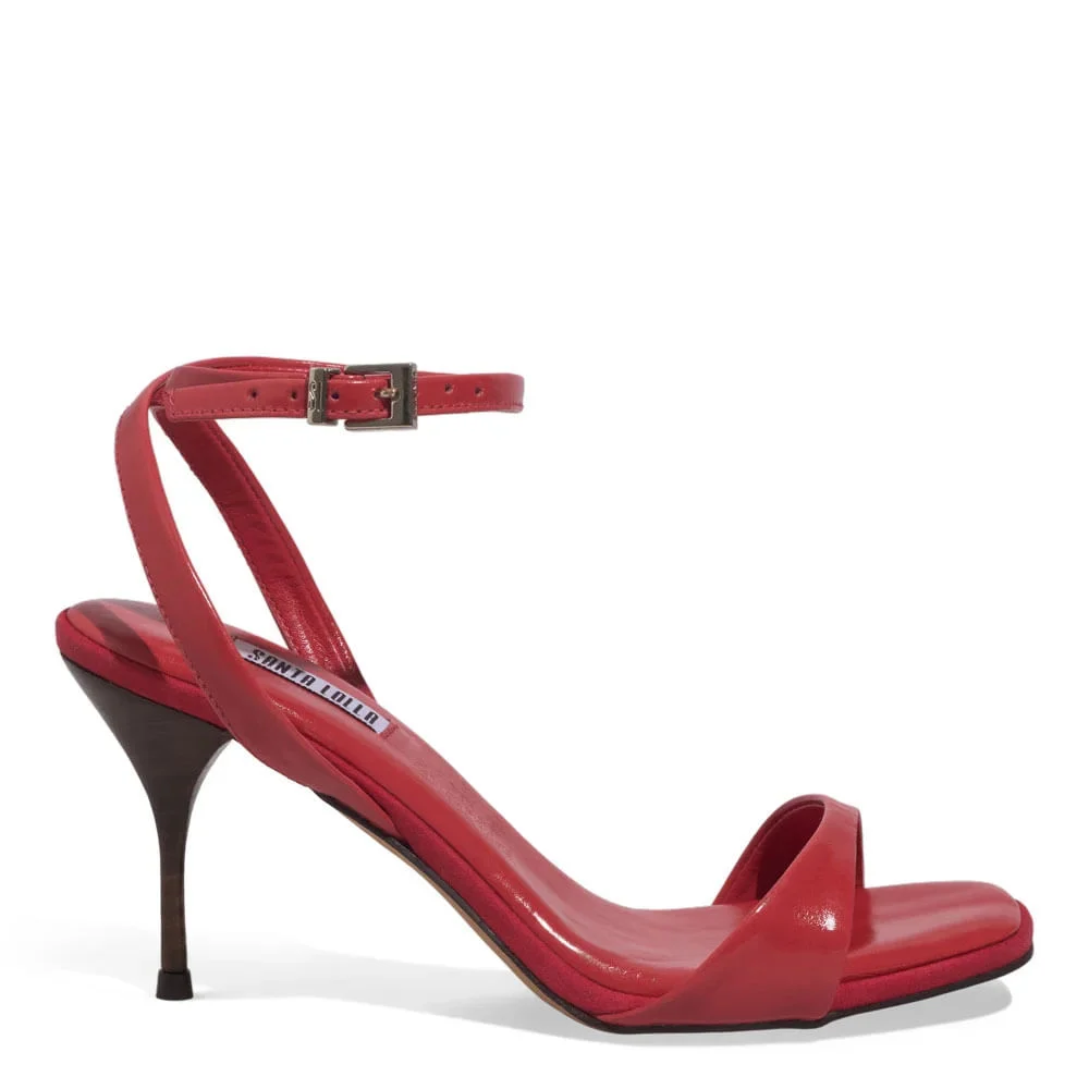 Sandália Couro Acolchoada Salto Fino Vermelho - vista 1 de 3