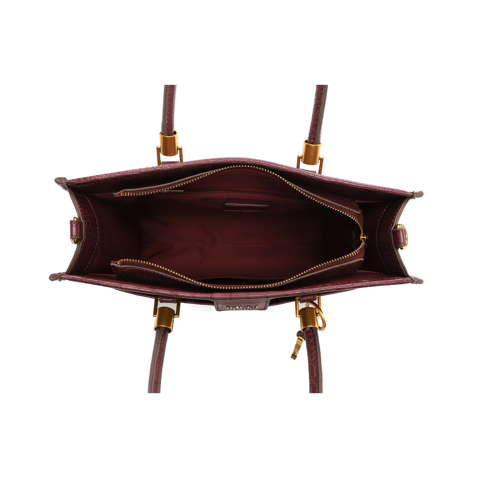 Bolsa Grande Quadrada Croco Roxo Berry Transversal - vista 5 de 5