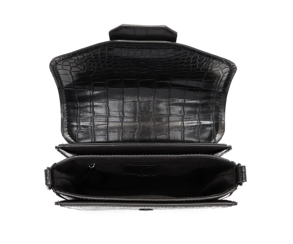 Bolsa Envelope Pequena Croco Preto Transversal - vista 4 de 4