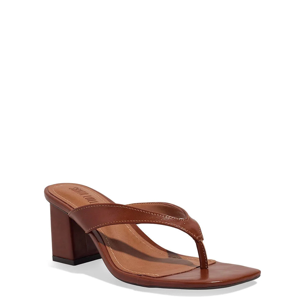 Mule Thong Napa Pu Salto Grosso Marrom Whisky - vista 2 de 3