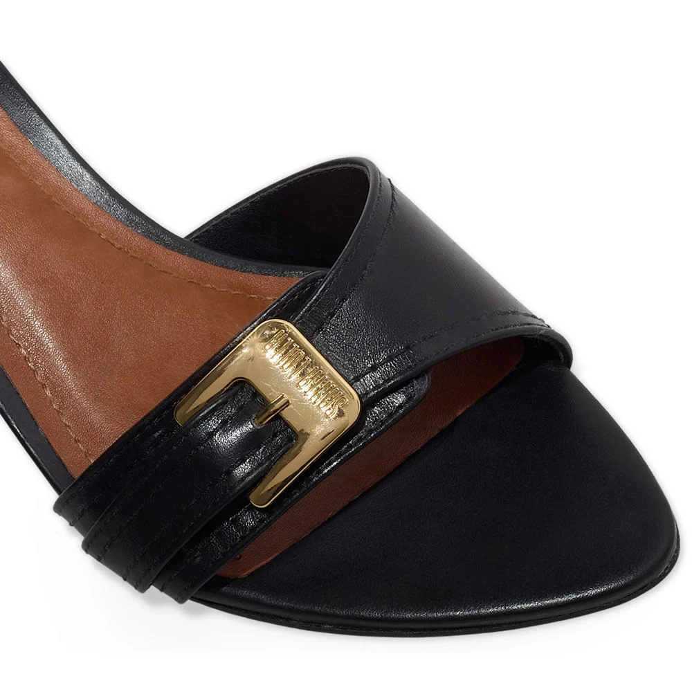 Mule Fivela Couro Nobre Soft Preto Salto Baixo Fino - vista 4 de 4
