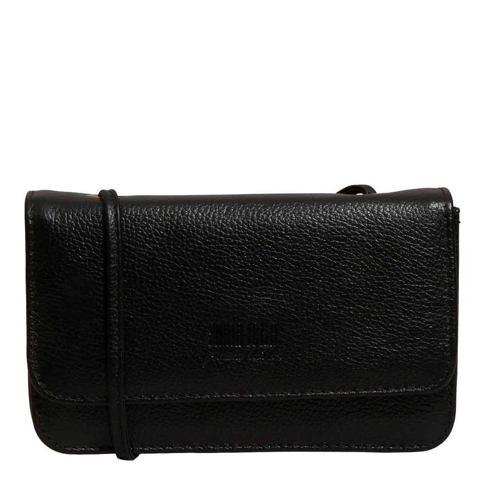 Bolsa Pequena Couro Floater Preto Alça Transversal - vista 1 de 4