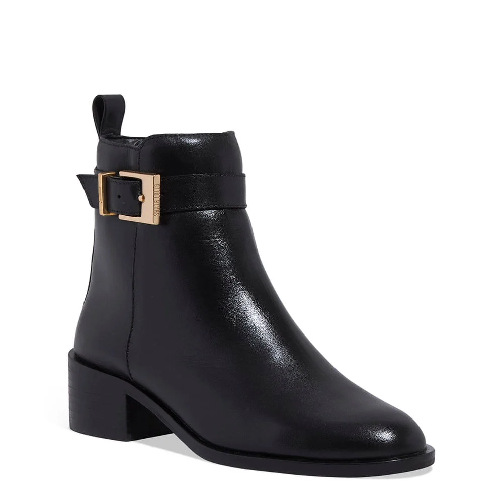 Bota Couro Preto Cano Médio Fivela - vista 2 de 3