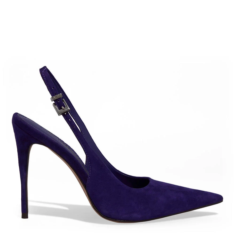 Scarpin Slingback Couro Camurça Roxo Salto Agulha - vista 1 de 3