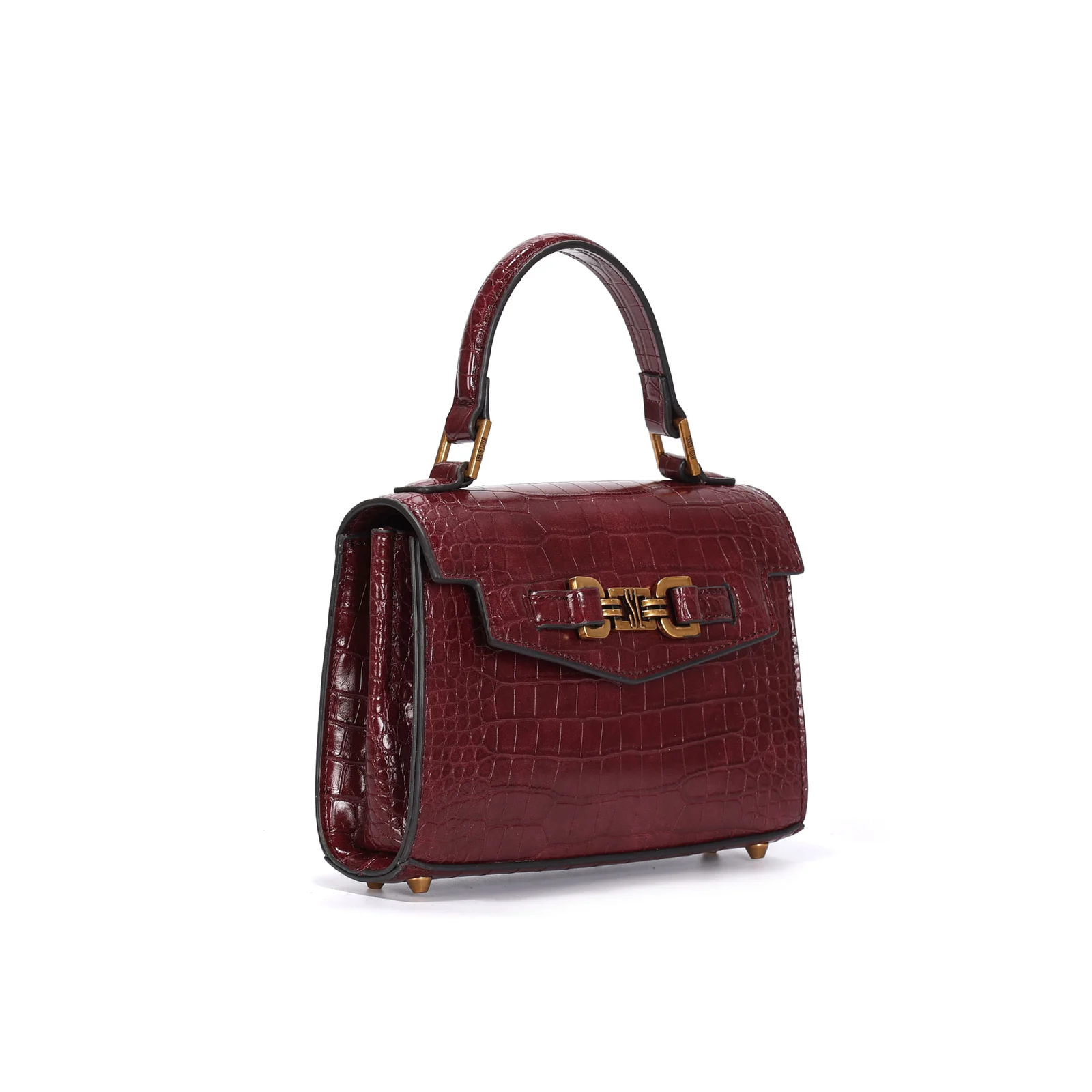 Bolsa Pequena Croco Vermelho Berry Alça Transversal - vista 2 de 4