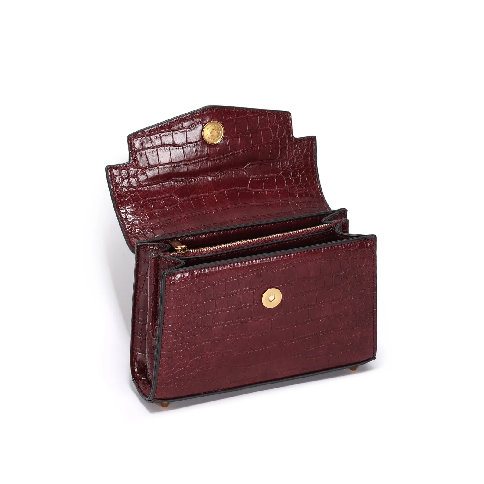 Bolsa Pequena Croco Vermelho Berry Alça Transversal - vista 3 de 4