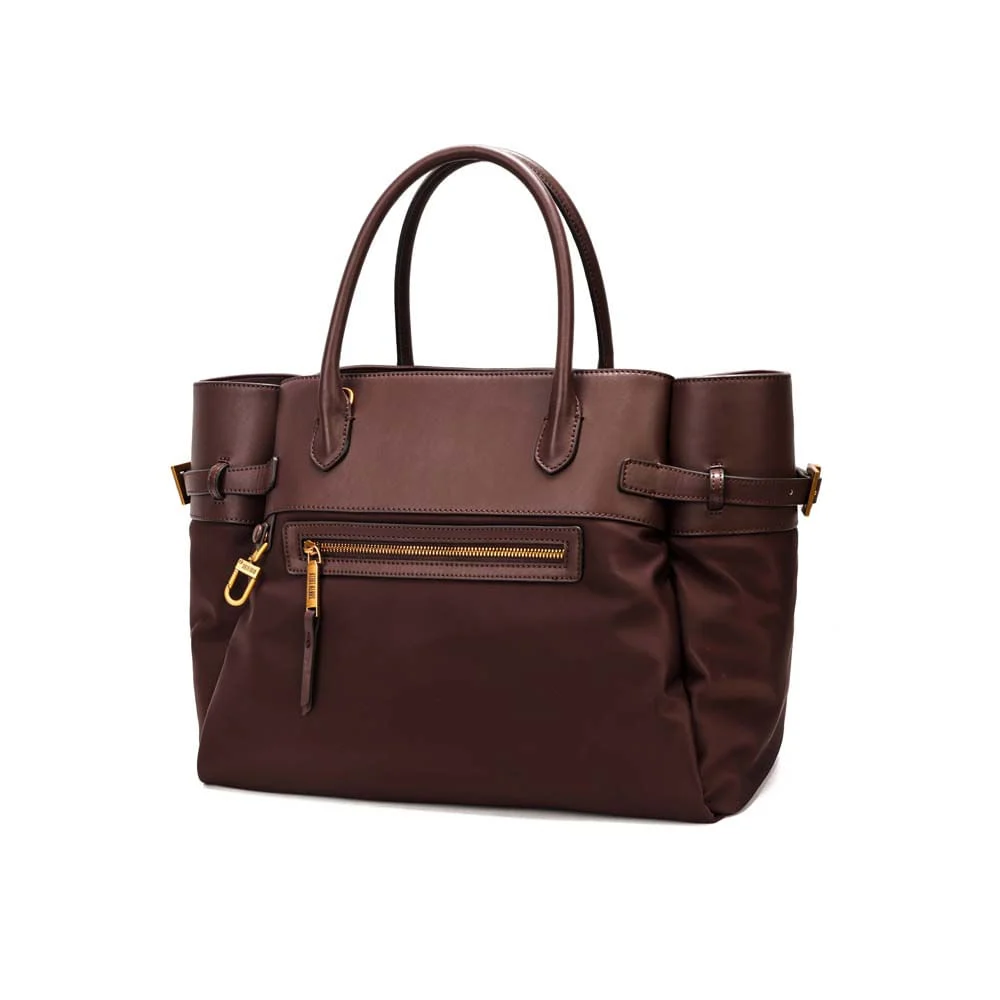 Bolsa Tote Grande Nylon Marrom Dark Alça Dupla - vista 4 de 8