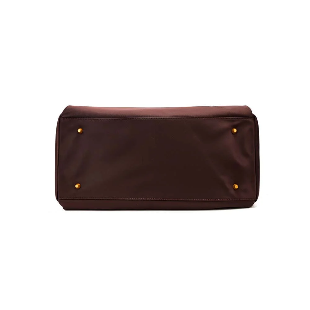 Bolsa Tote Grande Nylon Marrom Dark Alça Dupla - vista 7 de 8