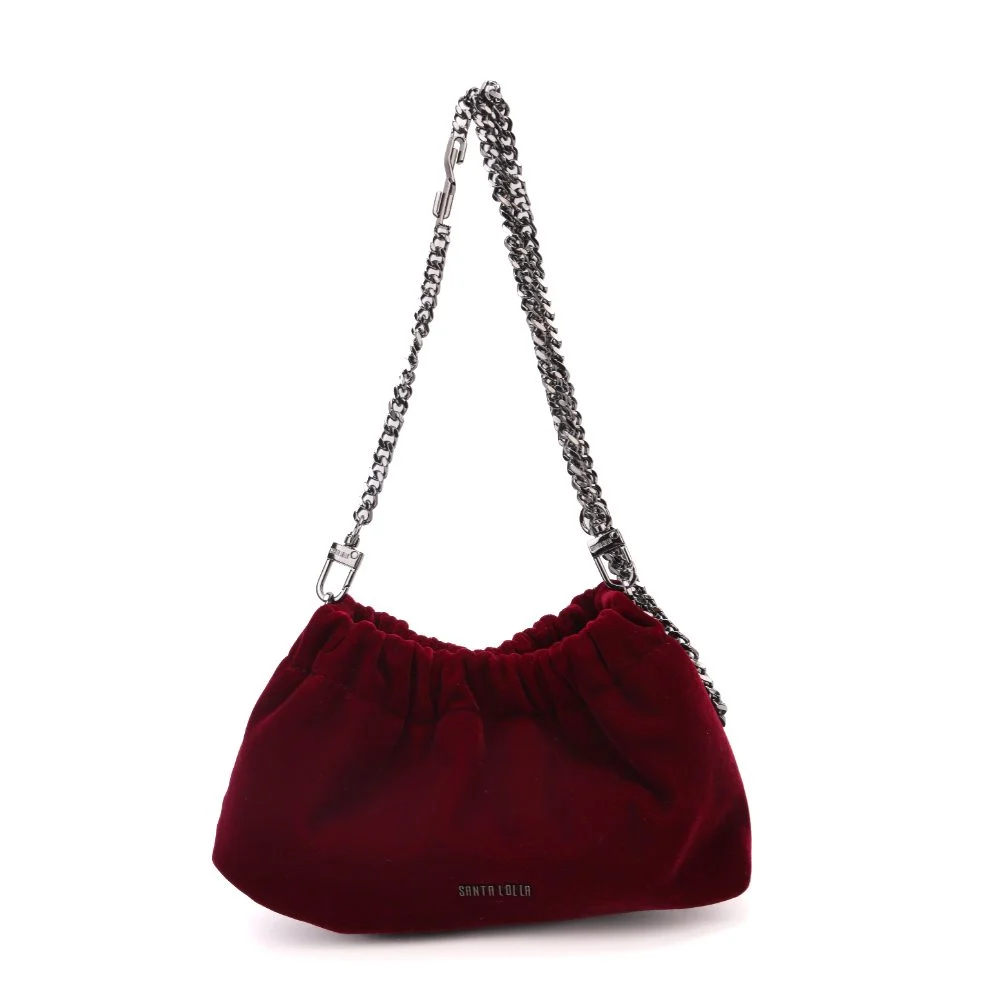 Bolsa Veludo Vermelho  Berry Alça de Ombro Corrente - vista 1 de 7