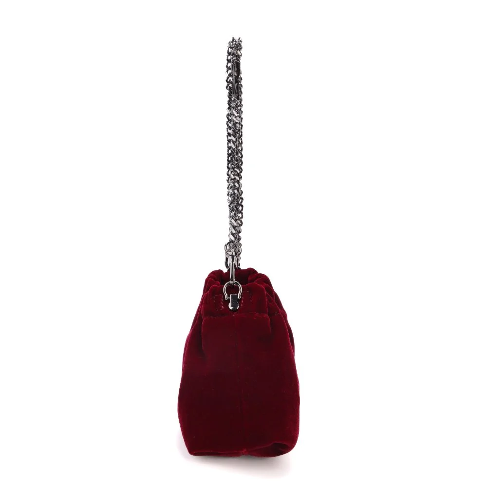 Bolsa Veludo Vermelho  Berry Alça de Ombro Corrente - vista 3 de 7