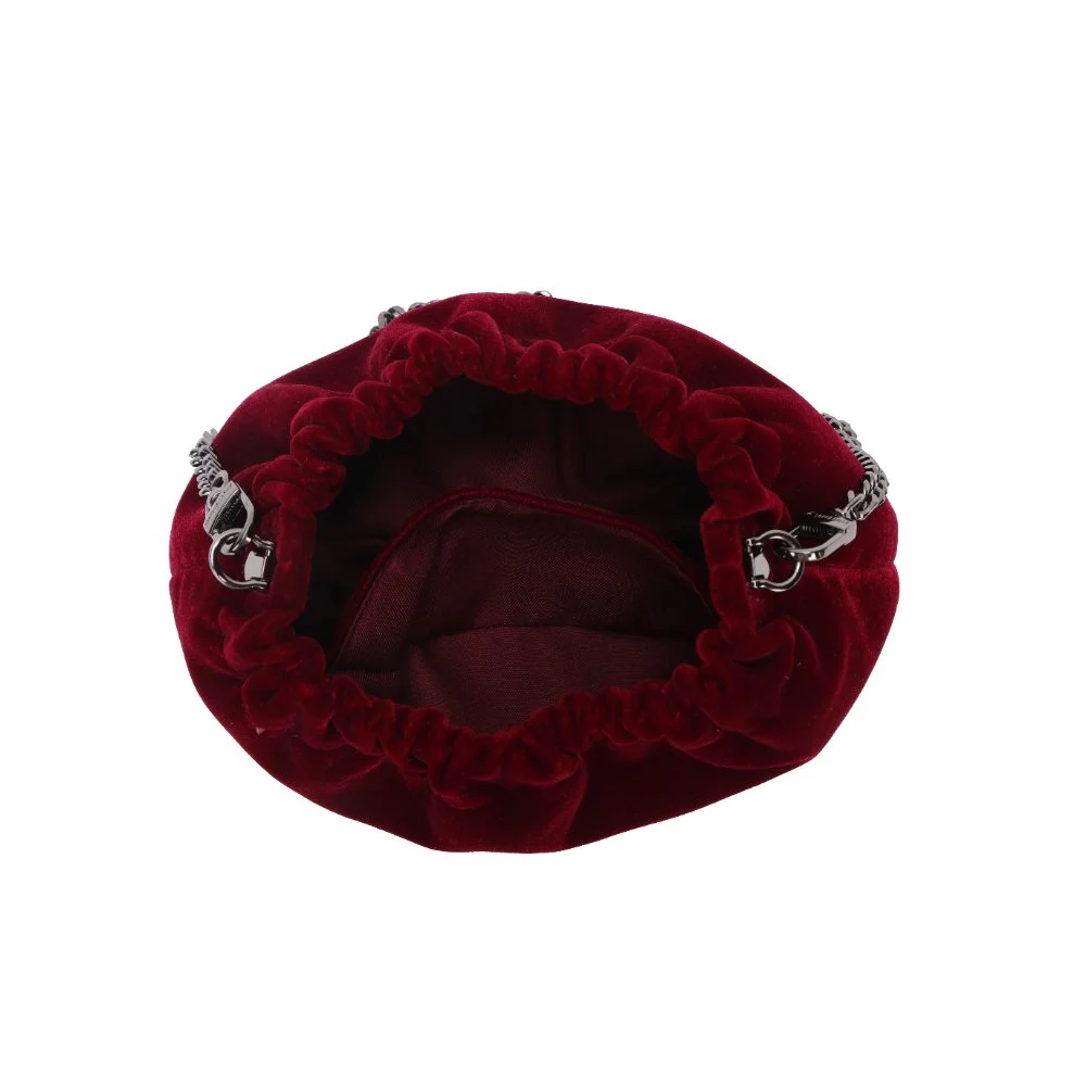 Bolsa Veludo Vermelho  Berry Alça de Ombro Corrente - vista 7 de 7