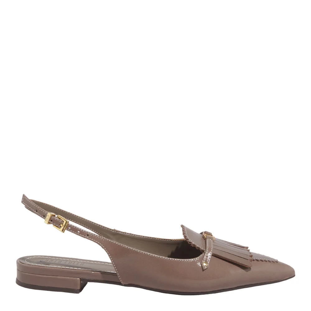 Sapatilha Slingback Couro Confort Cinza Fog Bico Fino - vista 1 de 6