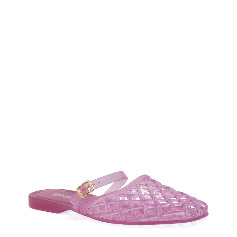 Mule Borracha Vazado Bico Quadrado Rosa - vista 2 de 4