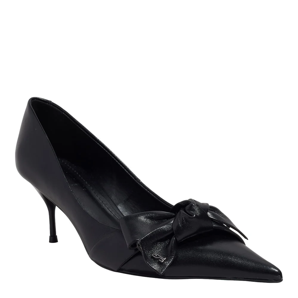 Scarpin Couro Confort Preto Bico Fino - vista 2 de 5