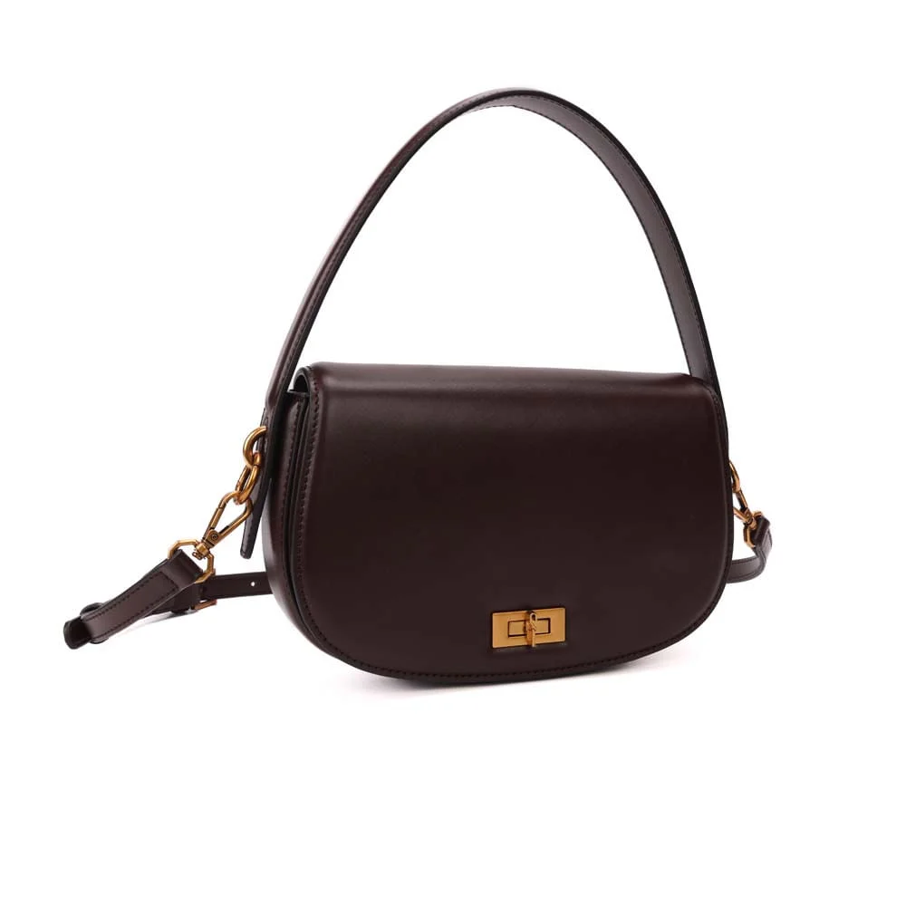 Bolsa Pequena Soft Liso Marrom Dark Transversal - vista 4 de 9