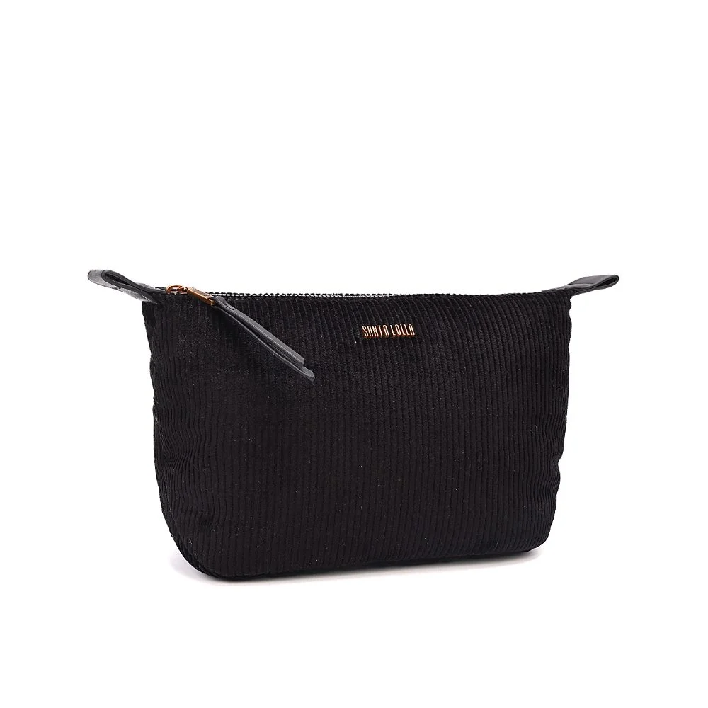 Necessaire Pequena Veludo Cotelê Preto - vista 2 de 7