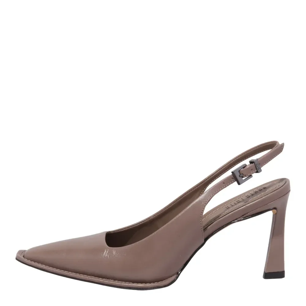 Scarpin Slingback Couro Cinza Bico Fino - vista 1 de 3