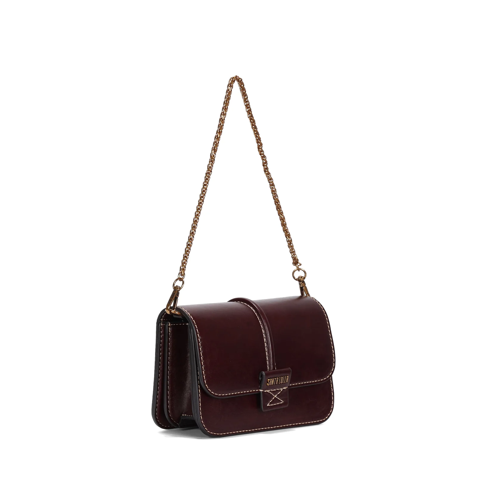 Bolsa Baguete Pequena Rústico Roxo Berry Pespontos - vista 2 de 3
