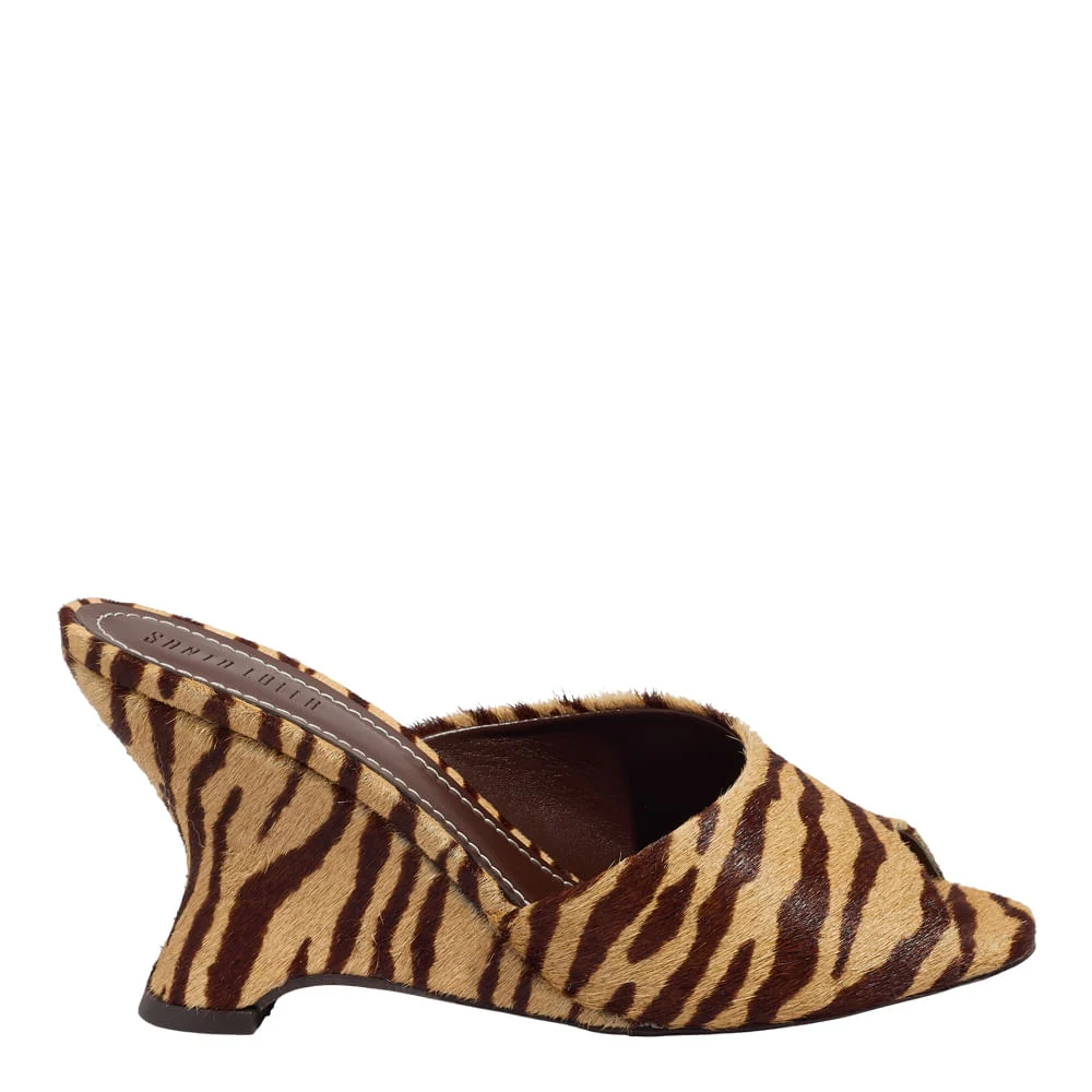 Mule Couro Pelo Estampa Animal Print Zebra - vista 1 de 4