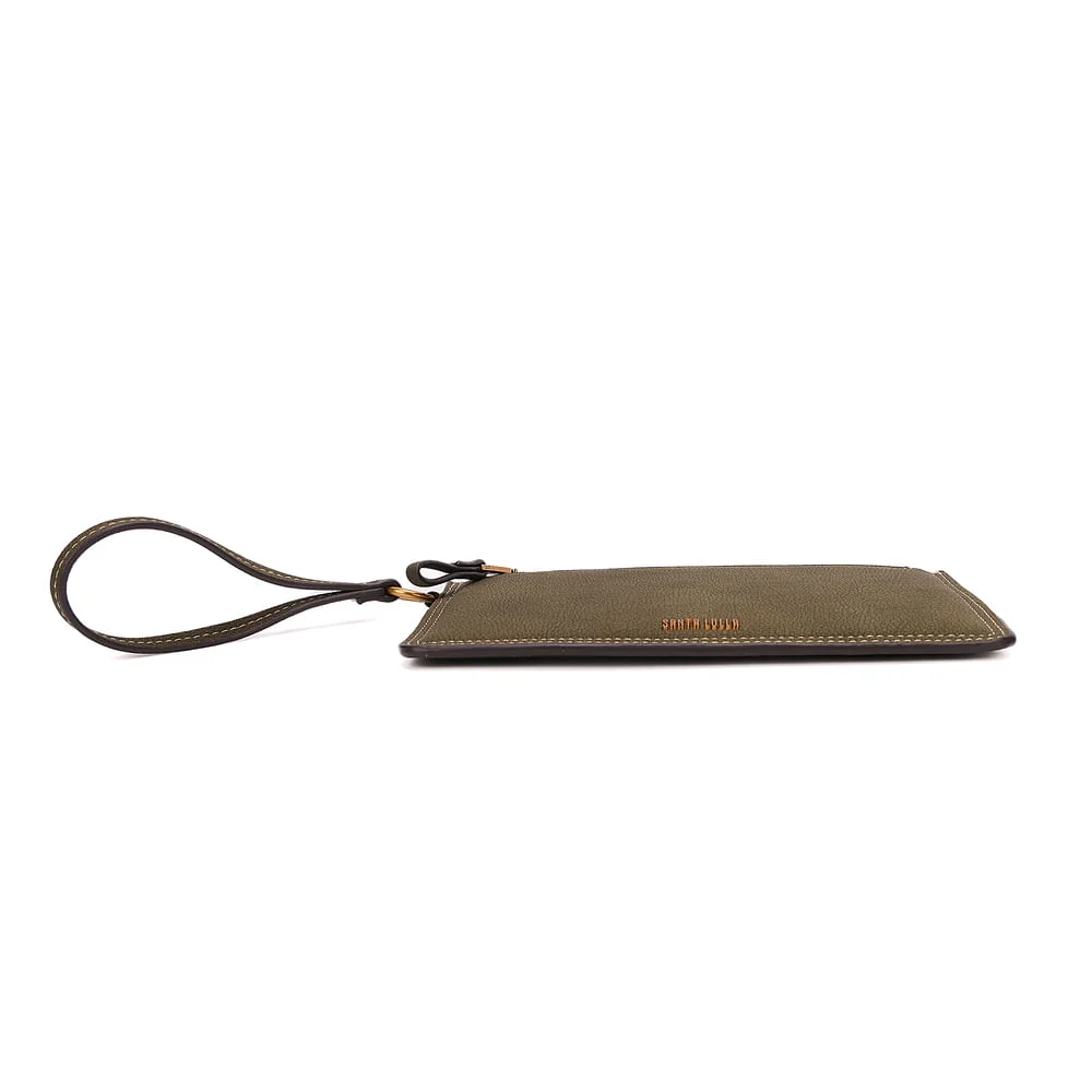 Clutch Pequena Nobuck Verde Alça De Mão - vista 6 de 7