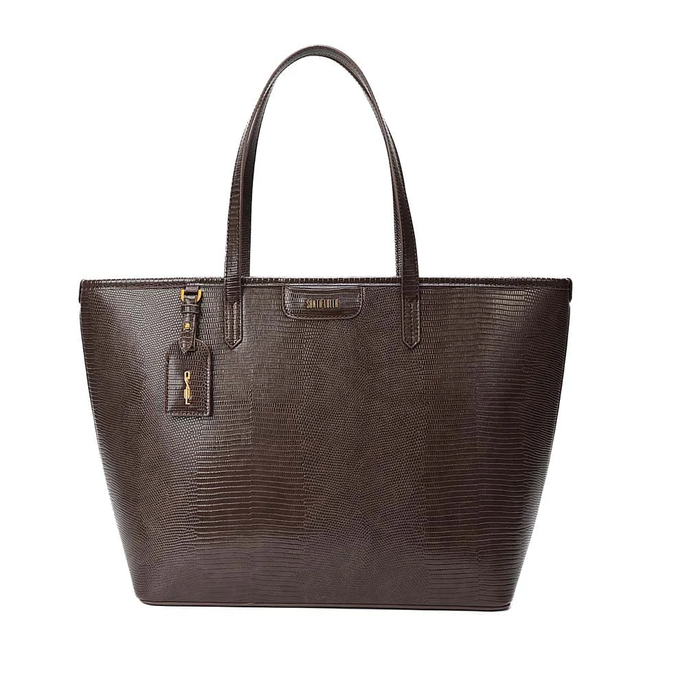 Bolsa Shopper Material Lizard Marrom Dark Alça de Ombro - vista 1 de 7