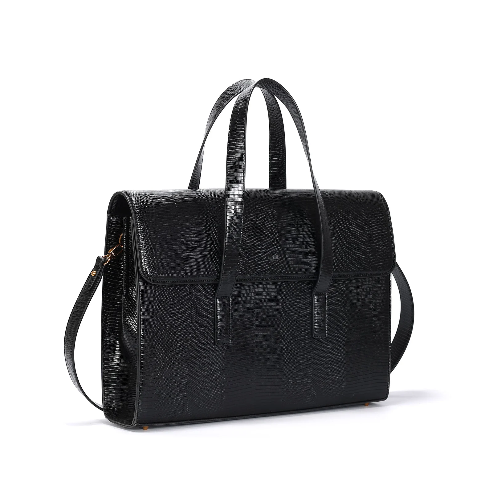 Bolsa Porta Notebook Material Lizard Preto Alça Dupla - vista 2 de 5