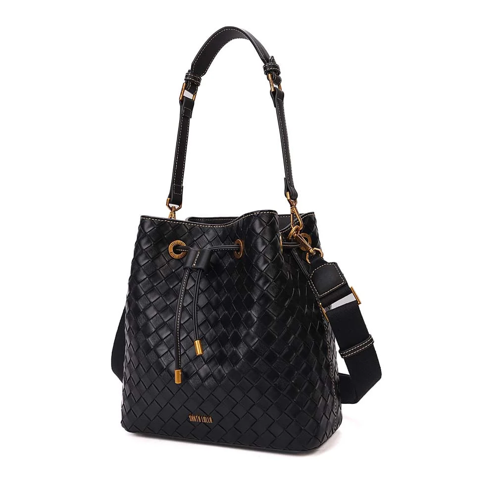 Bolsa Bucket Média Tressê Texturizado Preto - vista 4 de 8