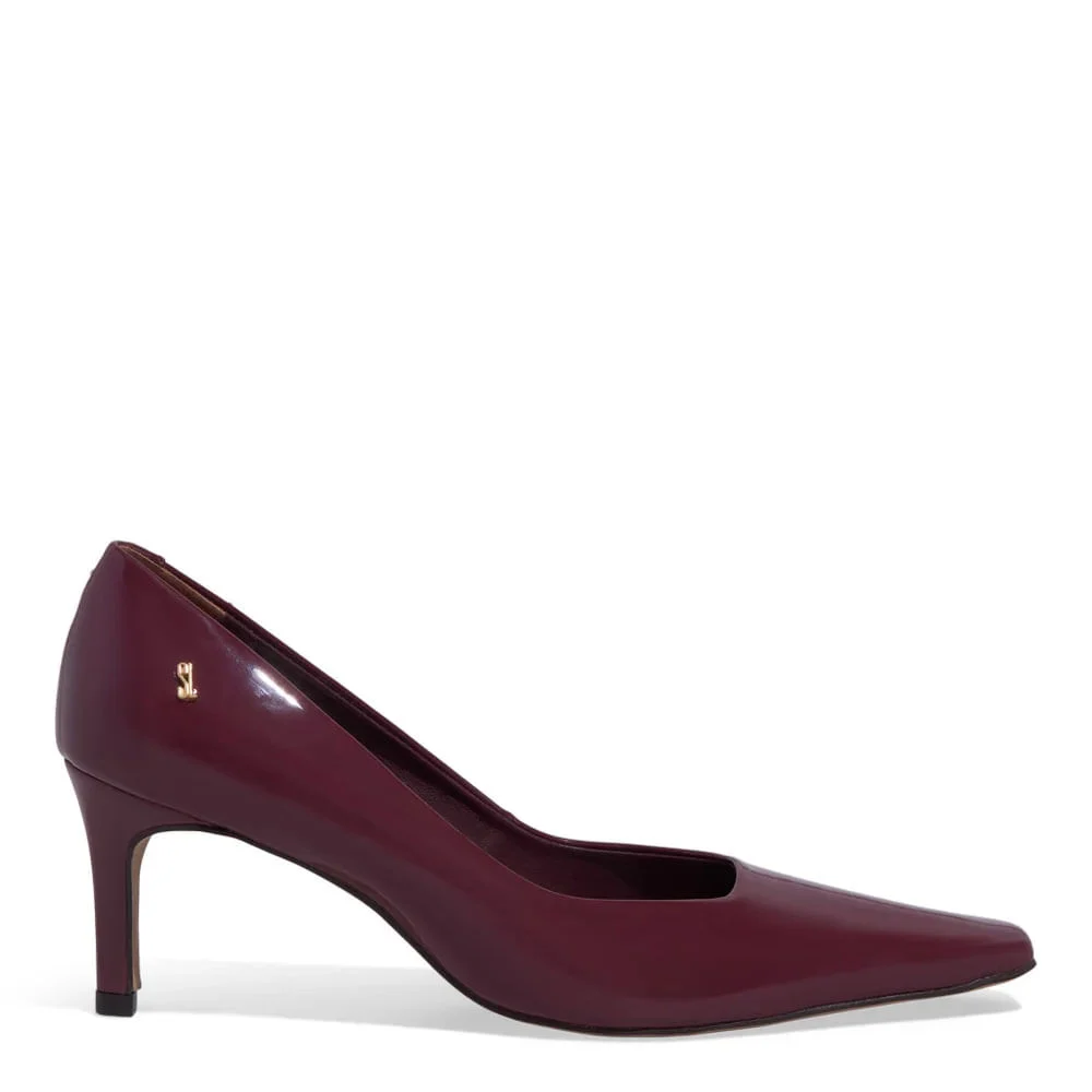 Scarpin Verniz Bico Quadrado Vermelho Marsala - vista 1 de 3