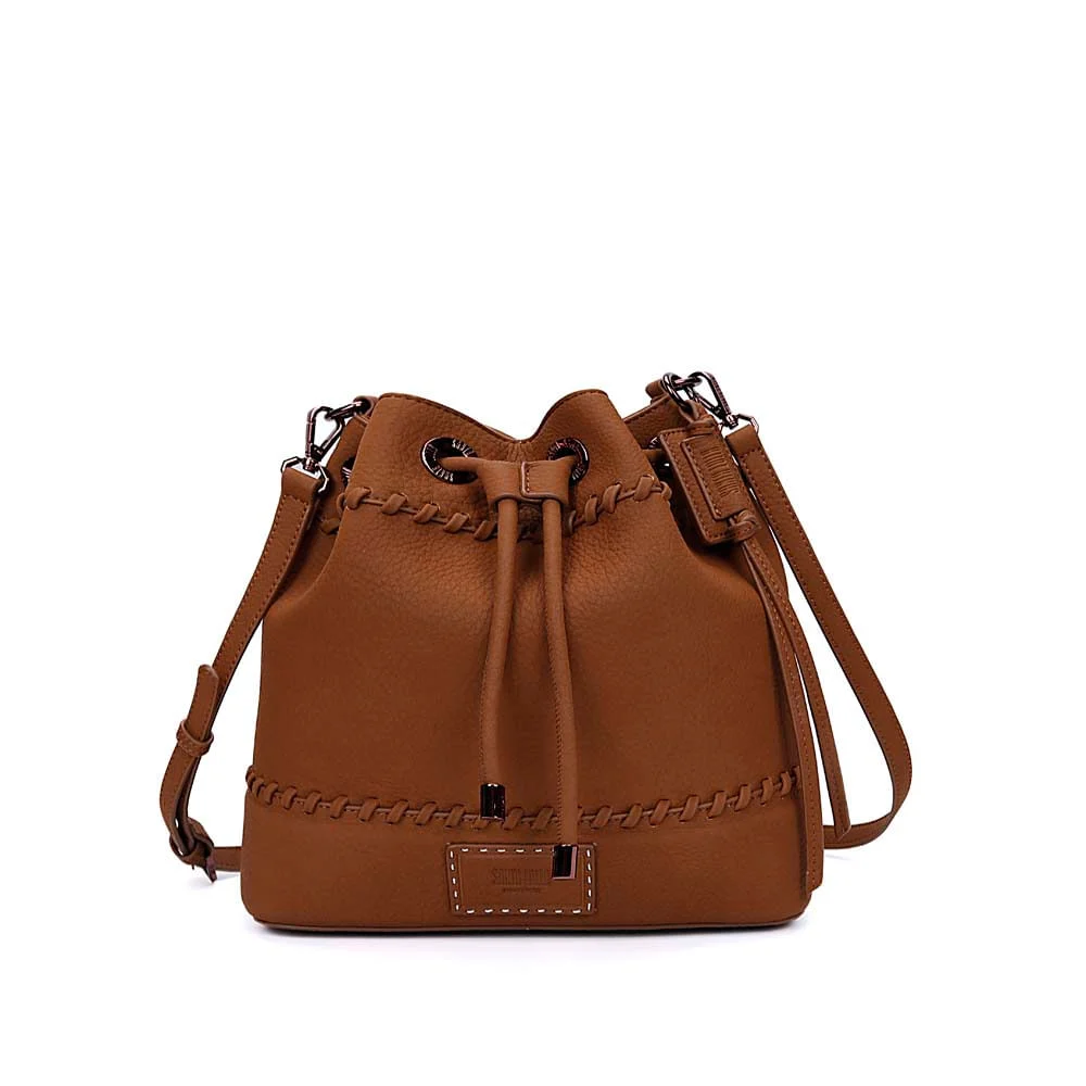 Bolsa Bucket Material Nobuck Marrom Safari Alça Transversal - vista 1 de 7