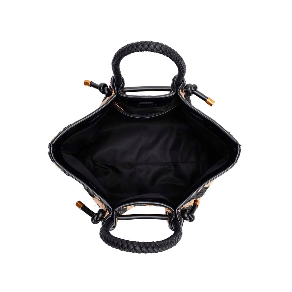 Bolsa Grande Tramado Preto E Bege Alça De Ombro - vista 5 de 5