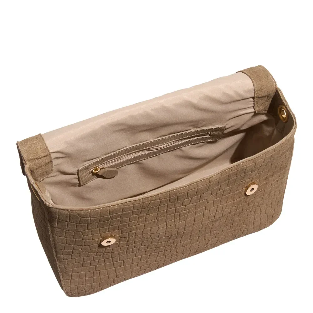Bolsa Média Couro Camurça Marrom Alça De Ombro - vista 3 de 3