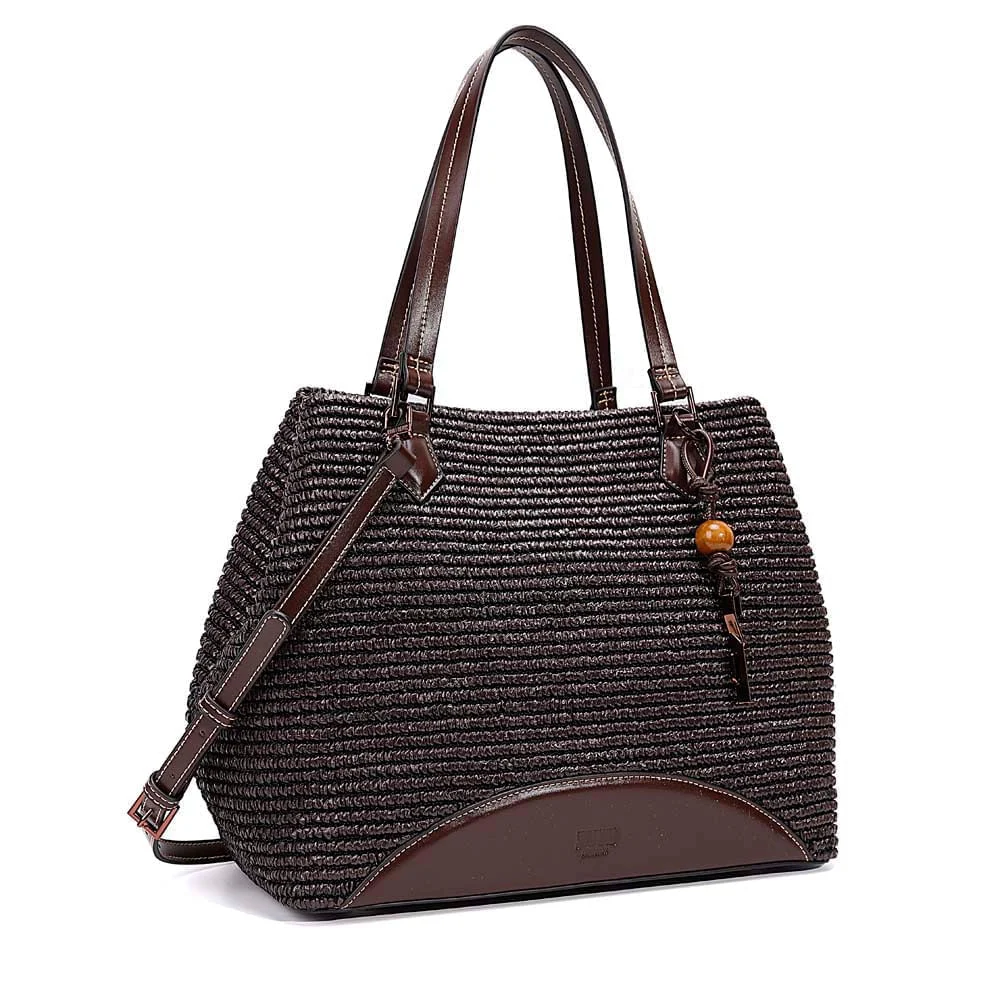 Bolsa Grande Tramado Marrom Dark Alça De Ombro - vista 3 de 8