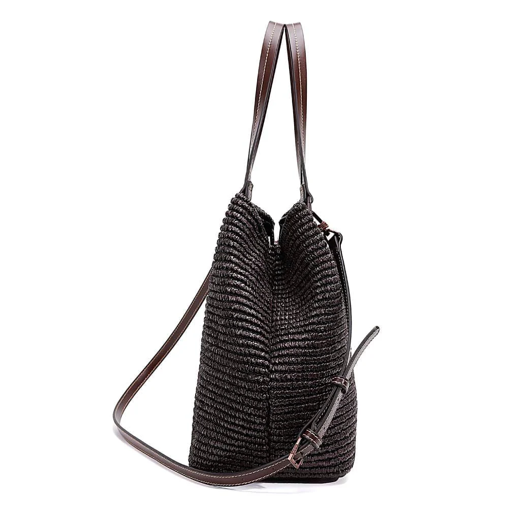 Bolsa Grande Tramado Marrom Dark Alça De Ombro - vista 6 de 8