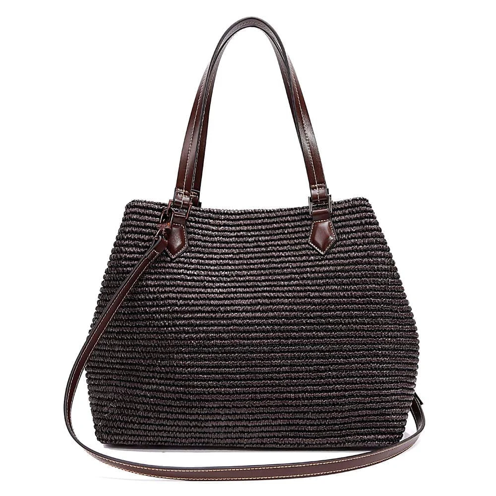Bolsa Grande Tramado Marrom Dark Alça De Ombro - vista 7 de 8