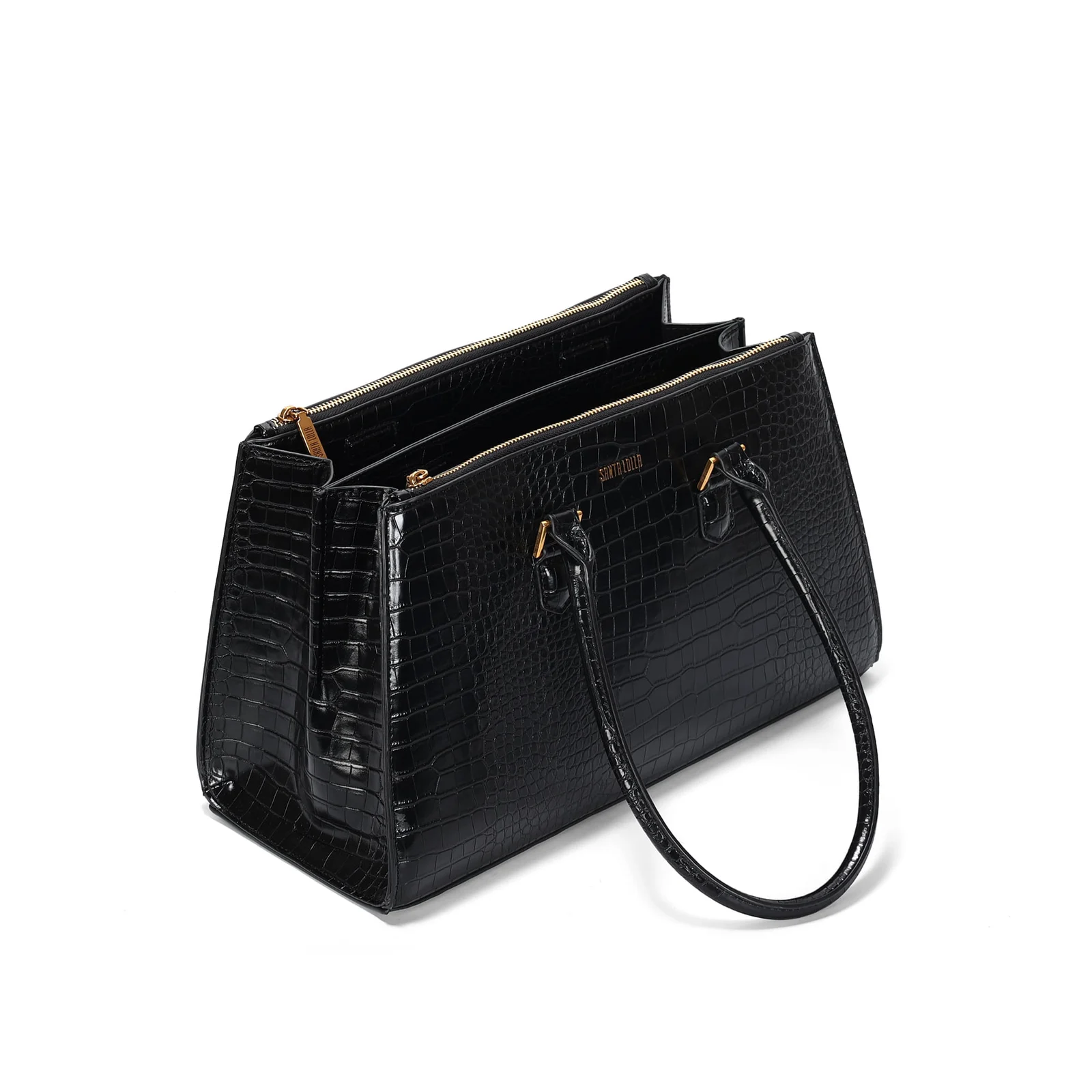 Bolsa Grande Croco Preta Alça De Ombro - vista 4 de 4