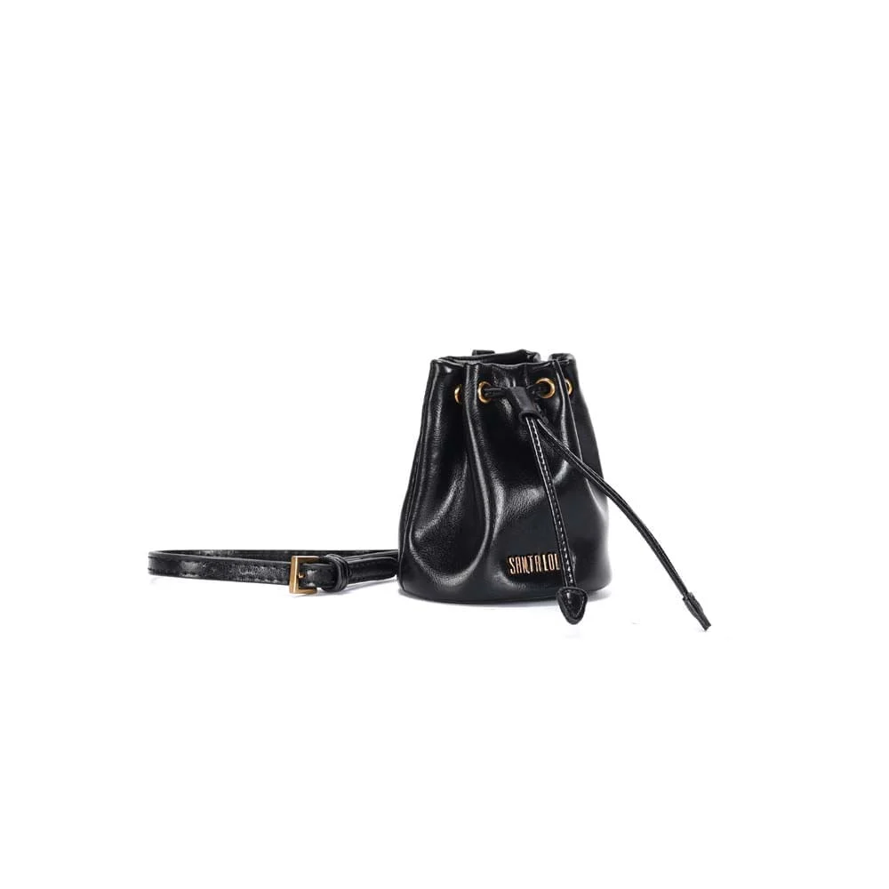 Chaveiro Mini Bolsa Bucket Soft Preto Alça Transversal - vista 2 de 3