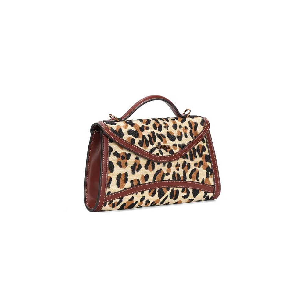 Bolsa Pequena Tramado Estampa Animal Print Onça Alça Transversal - vista 3 de 5